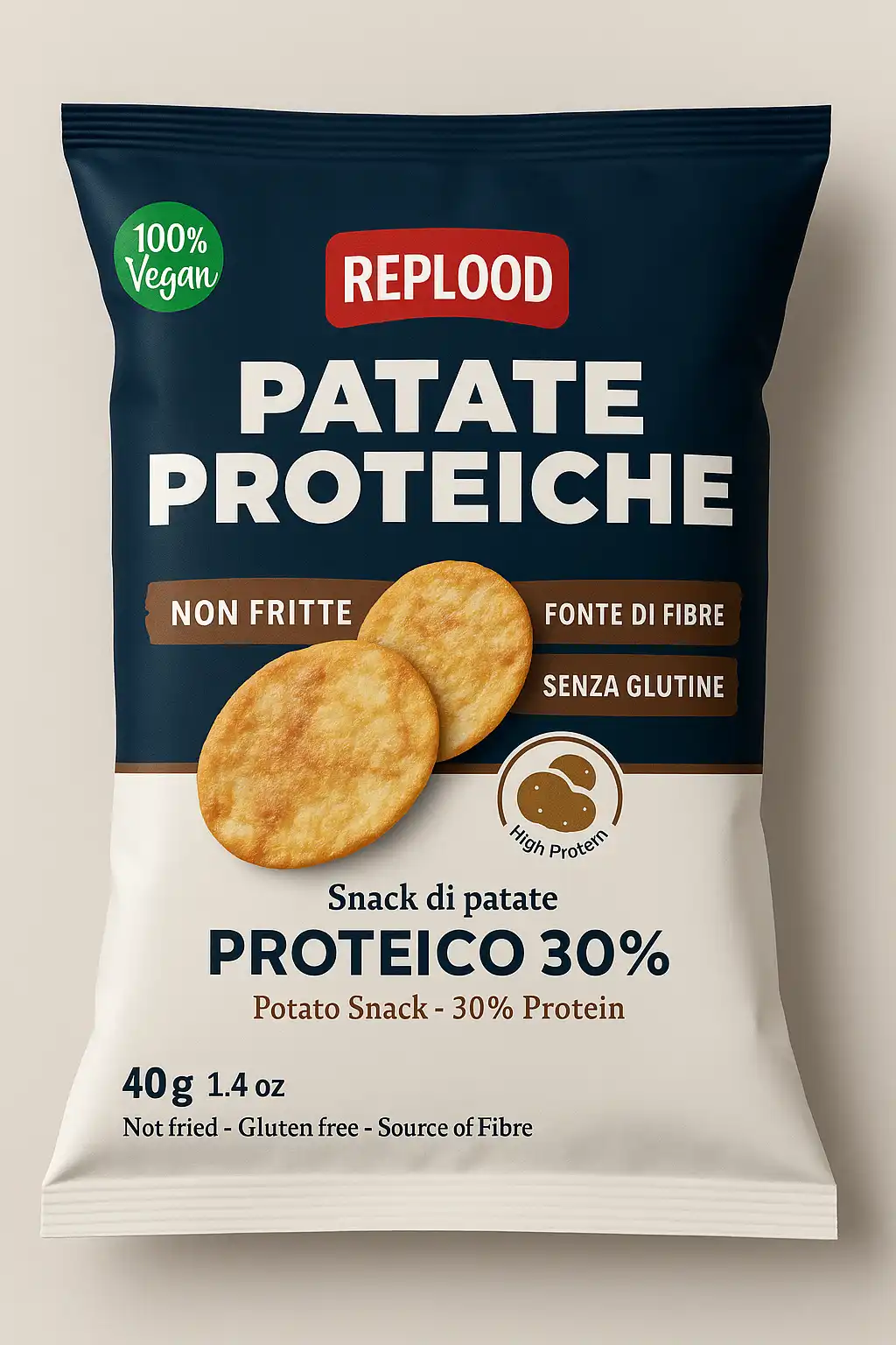 6x Snack Patate Proteiche 40g – 30% Proteine, Non Fritte, Vegan, Senza Glutine