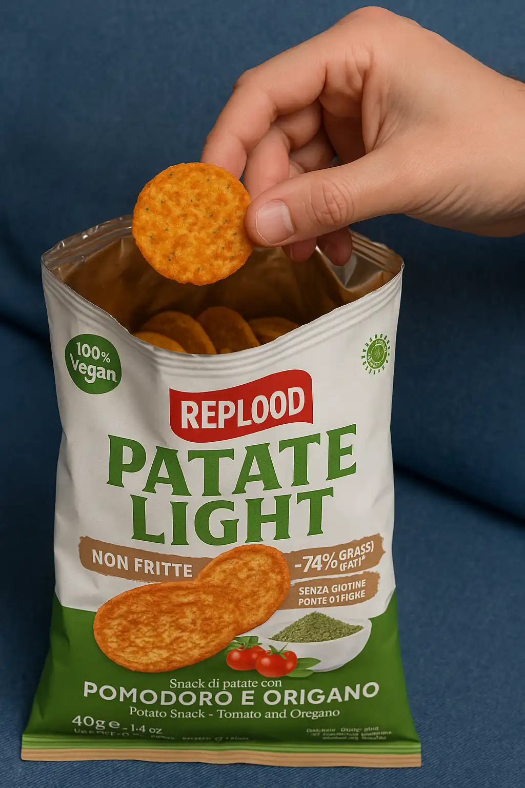 12x Snack Patate Light Pomodoro e Origano 40g – Non Fritte, Vegan, Senza Glutine