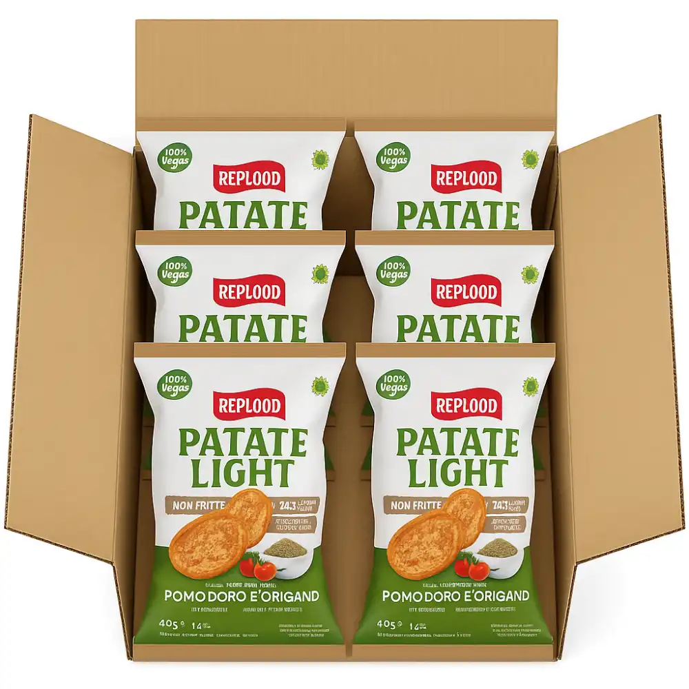 6x Snack Patate Light Pomodoro e Origano 40g – Non Fritte, Vegan, Senza Glutine