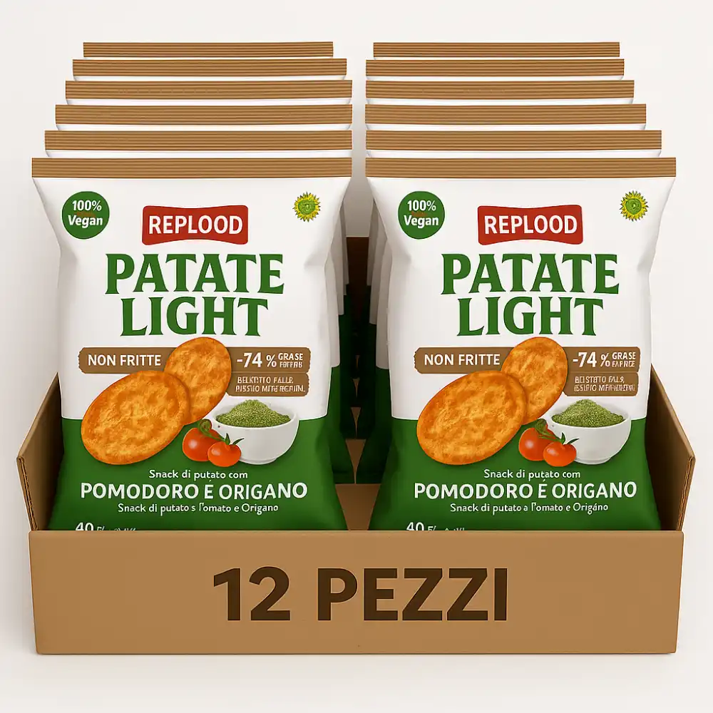12x Snack Patate Light Pomodoro e Origano 40g – Non Fritte, Vegan, Senza Glutine