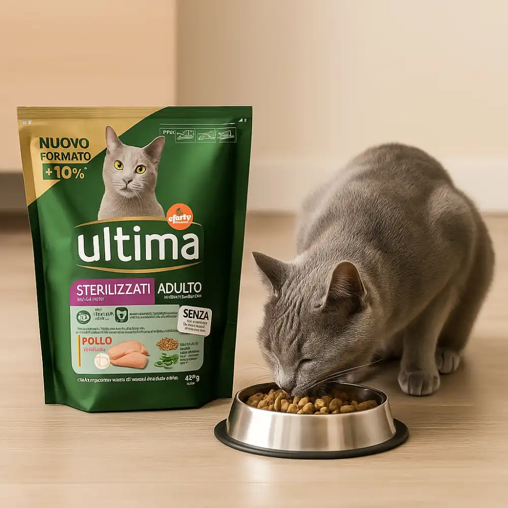 8x Ultima Cibo per Gatti Adulti Sterilizzati al Pollo 440g – Crocchette Complete