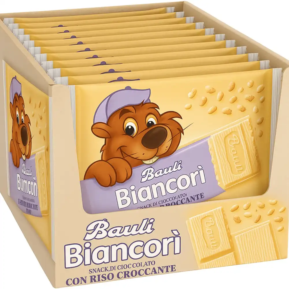 8 x Bauli Biancorì Confezioni Barrette Cioccolato Bianco Croccante 110g