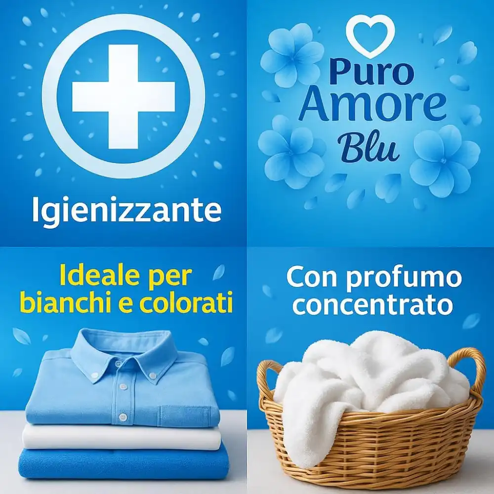 3x Puro Amore Igienizzante Lavatrice 45 Lavaggi Liquido Profumo Concentrato