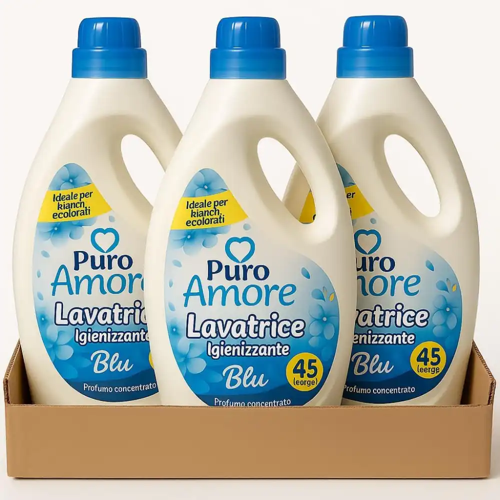 3x Puro Amore Igienizzante Lavatrice 45 Lavaggi Liquido Profumo Concentrato