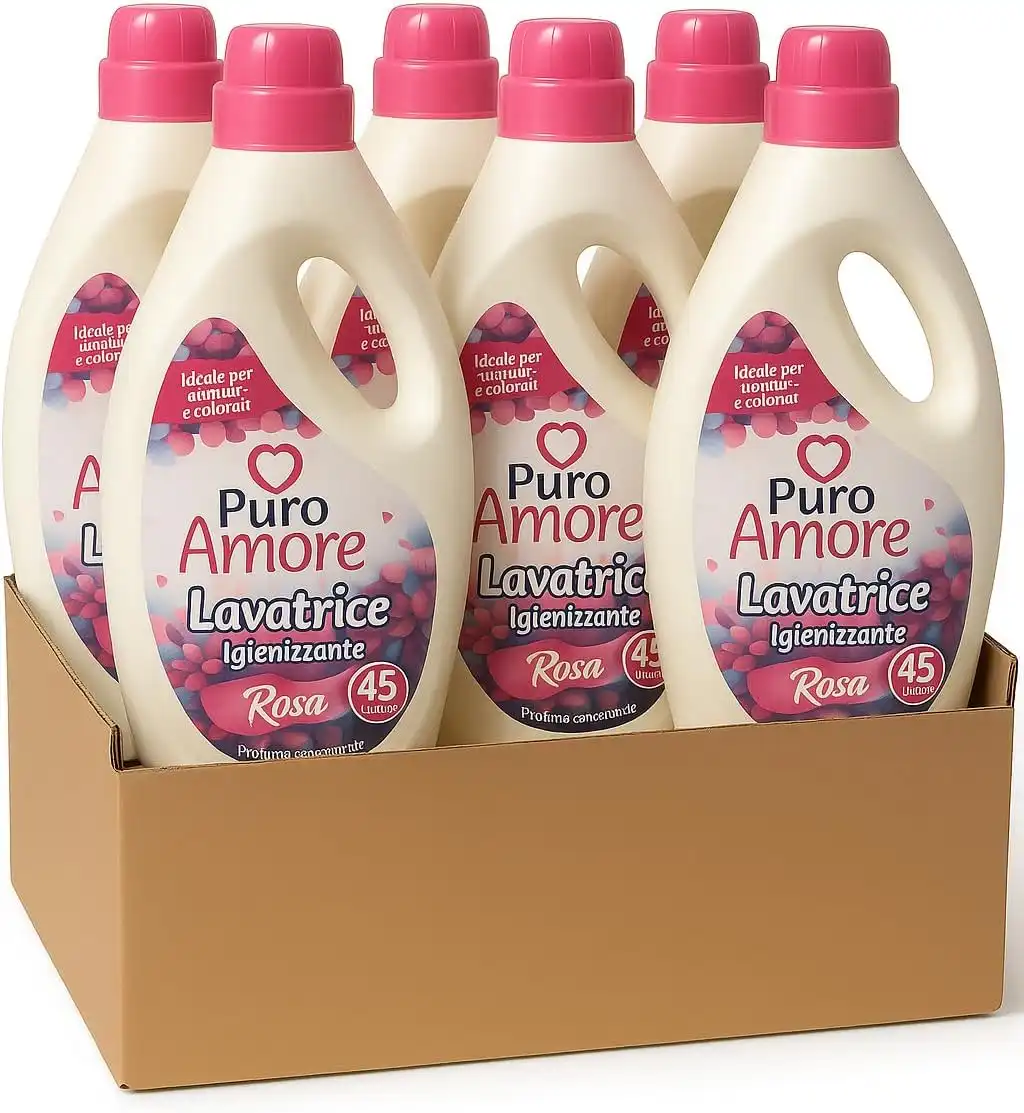 Puro Amore Detergente Lavatrice Rosa 6x45 Lavaggi Igienizzante Bianchi Colorati