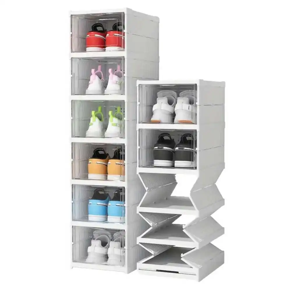 Portascarpe Pieghevole Salvaspazio 6 Scomparti 25,5x34,5x105h cm – Bianco