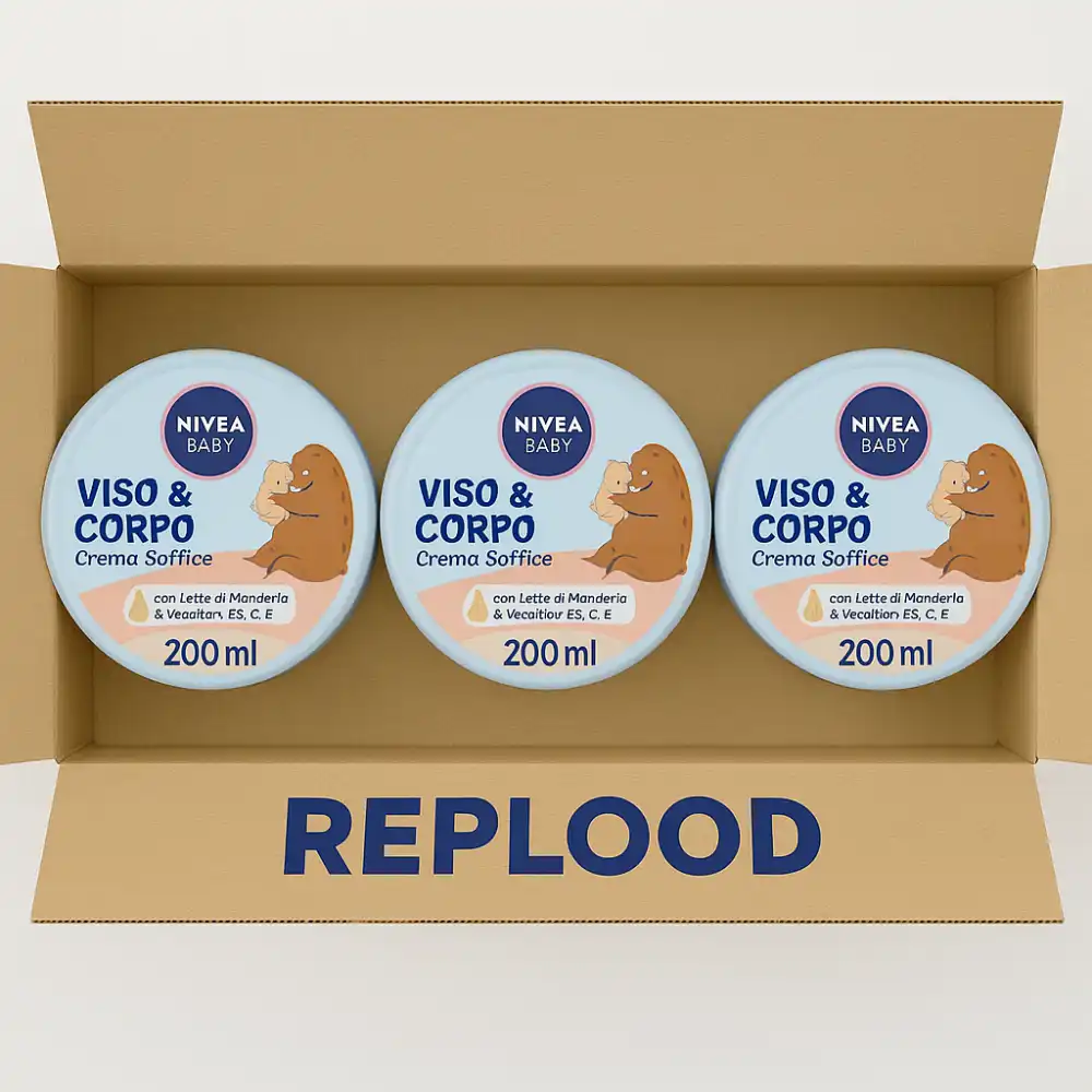 3 Confezioni di Nivea Baby Crema Viso e Corpo 200ml con Latte di Mandorla