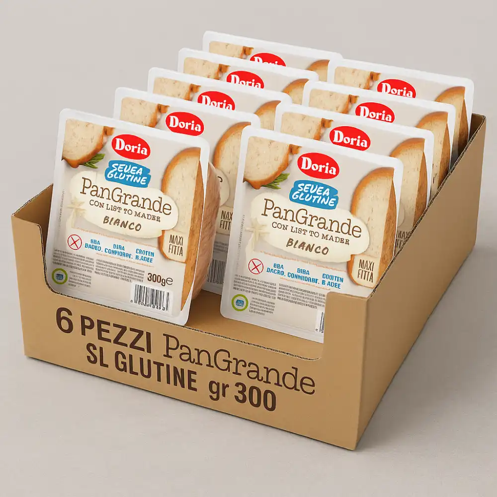 6x PanGrande Bianco Senza Glutine 300g – Con Lievito Madre, Fonte di Fibre