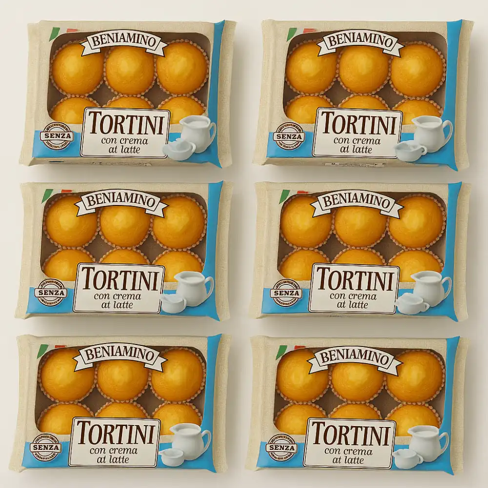 6 Confezioni Beniamino Tortino Merendine Crema Latte 250g Snack Soffice e Goloso