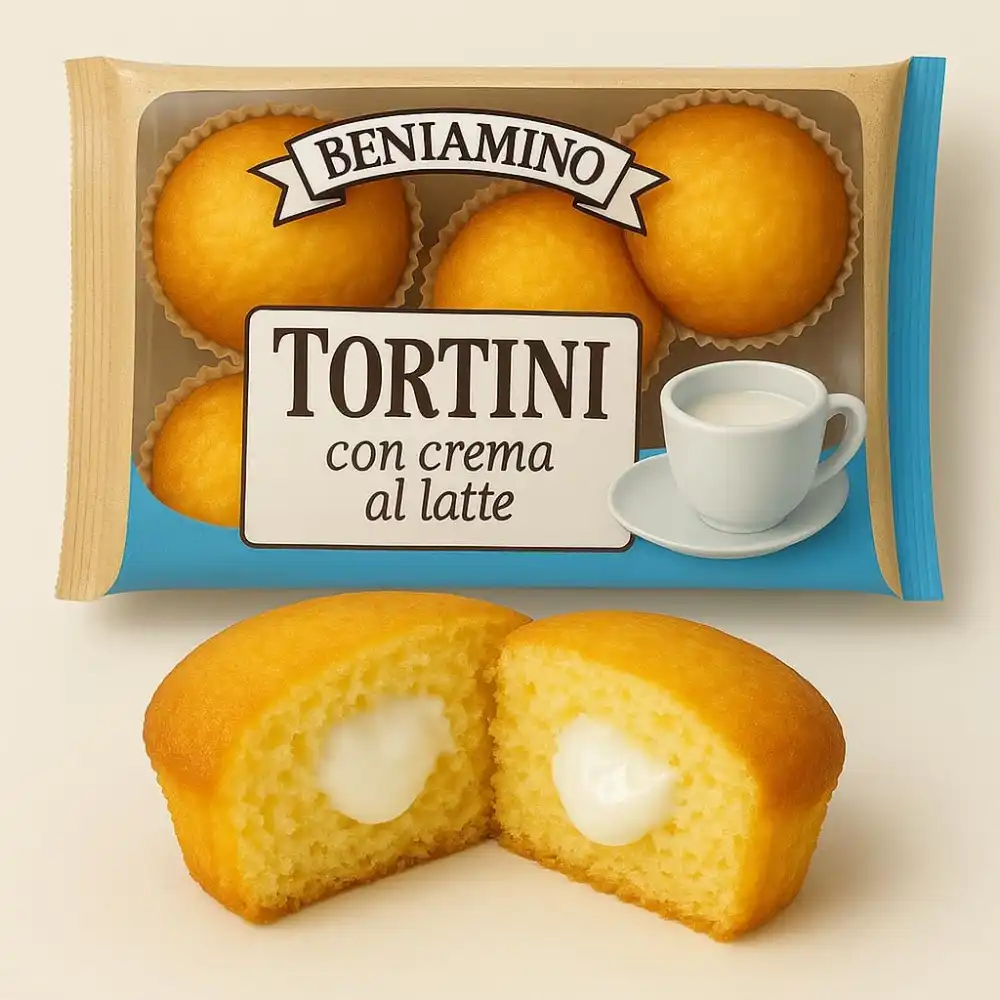 3 Confezioni Beniamino Tortino Merendine Crema Latte 250g Snack Soffice e Goloso