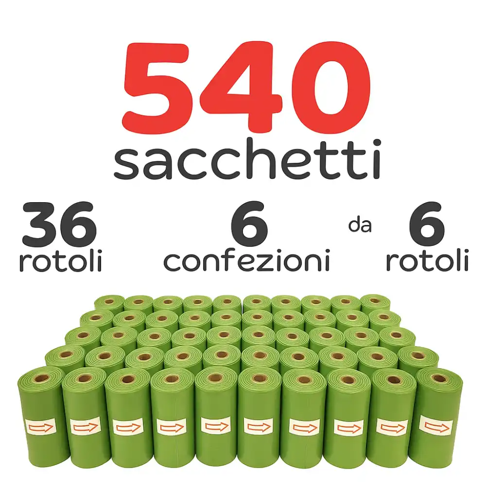 Sacchetti Igienici Cane 540 pz (36 Rotoli) – Sacchettini Resistenti Antiforatura