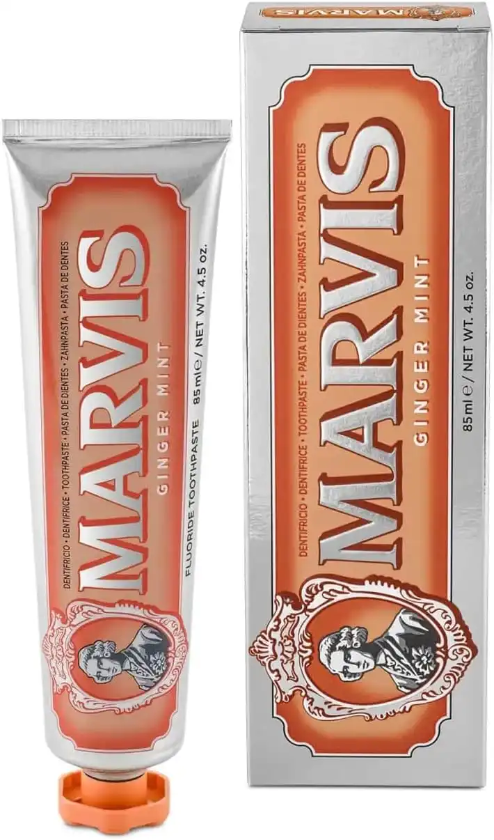 3x Marvis Dentifricio Ginger Mint 85ml – Pasta Dentifricia Fresca e Aromatica