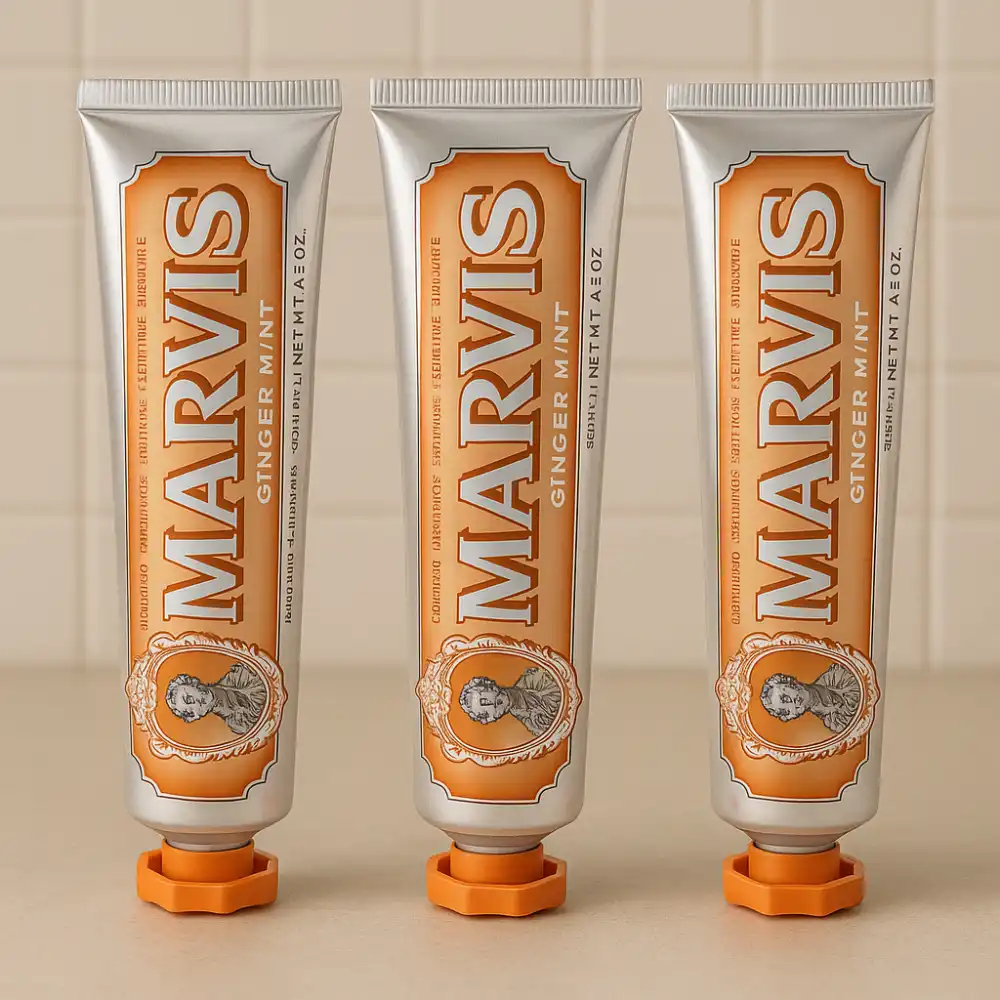 3x Marvis Dentifricio Ginger Mint 85ml – Pasta Dentifricia Fresca e Aromatica