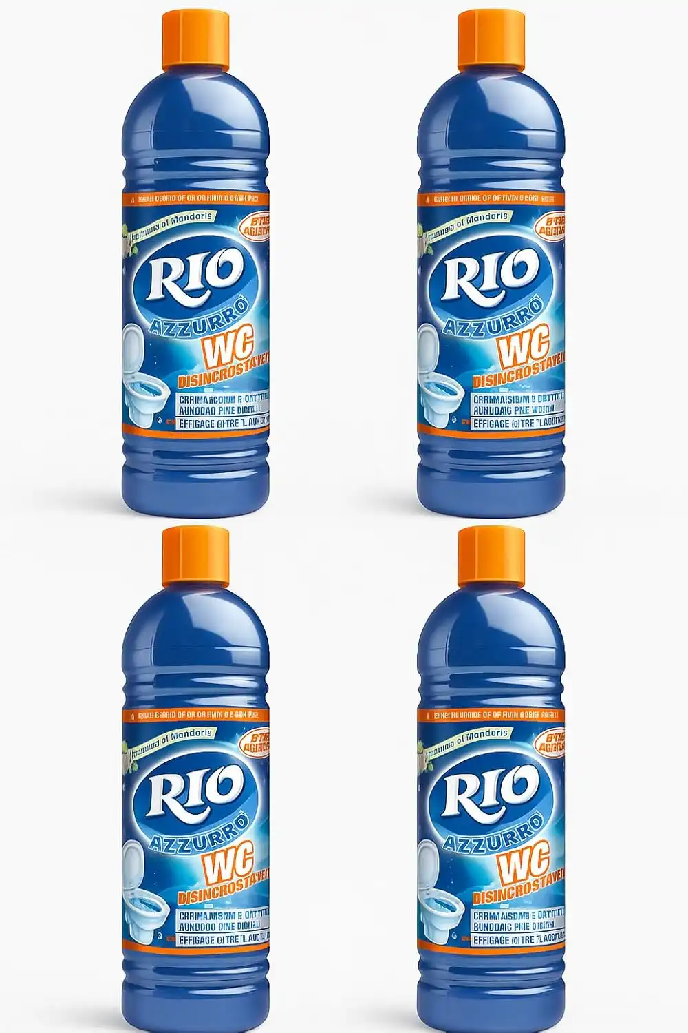 4x Rio Azzurro Detergente WC 750 ml – Anticalcare e Igienizzante Bagno