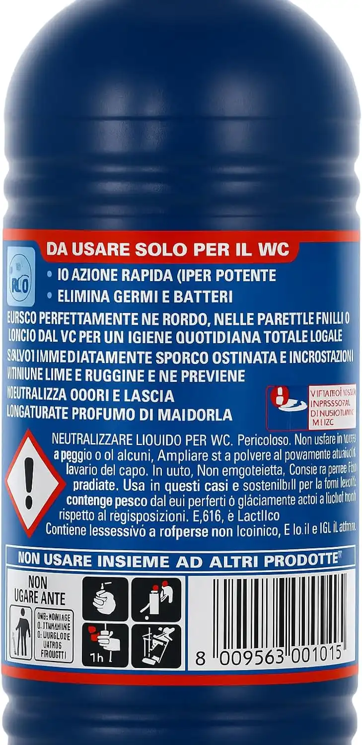 4x Rio Azzurro Detergente WC 750 ml – Anticalcare e Igienizzante Bagno