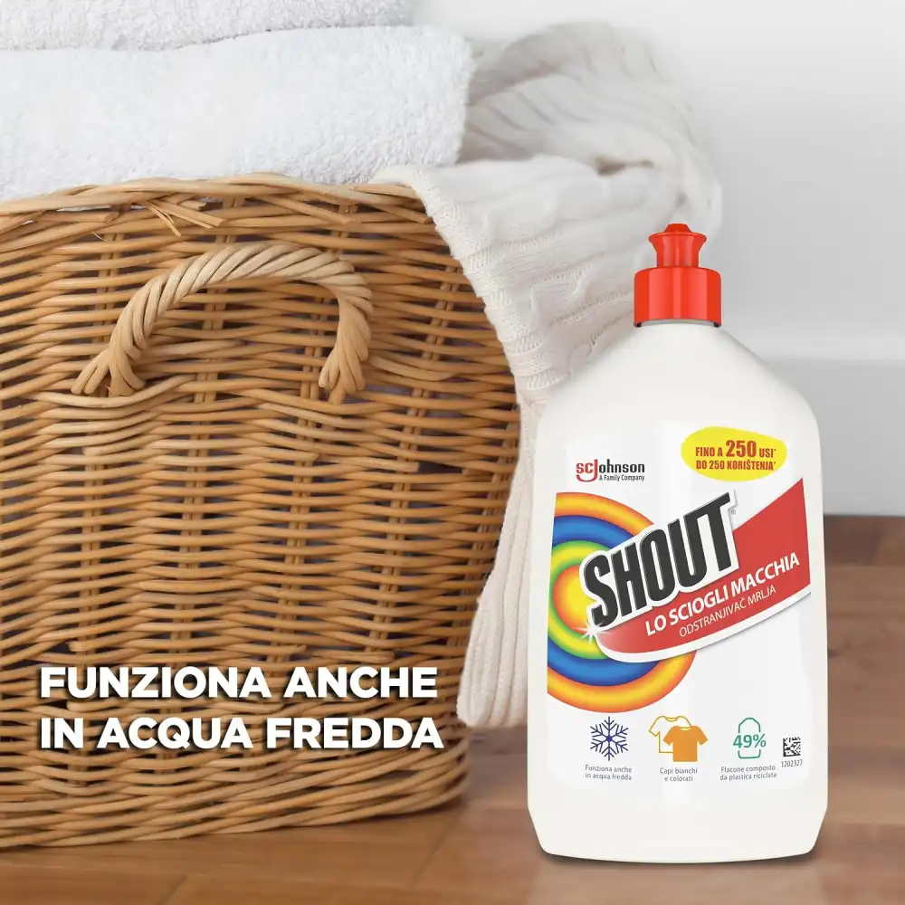 SHOUT Smacchiatore Universale – Confezione da 12 Pezzi – 500 ml per Flacone
