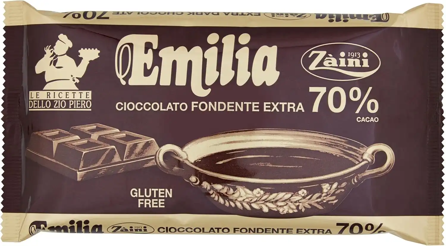 Emilia Tavoletta Cioccolato Fondente Extra 70% 400g Zaini – Senza Glutine