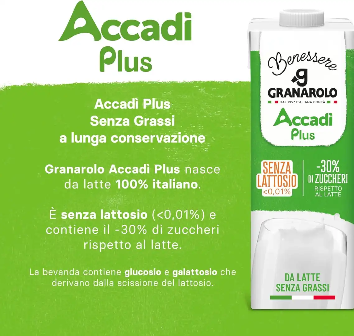 Granarolo Accadì Plus Latte Scremato Senza Lattosio 6x1L UHT Lunga Conservazione