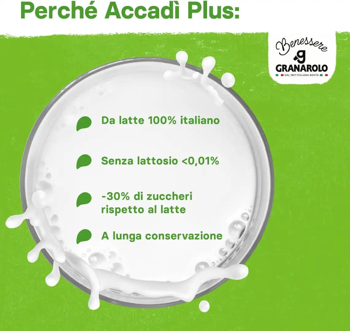 Granarolo Accadì Plus Latte Scremato Senza Lattosio 6x1L UHT Lunga Conservazione
