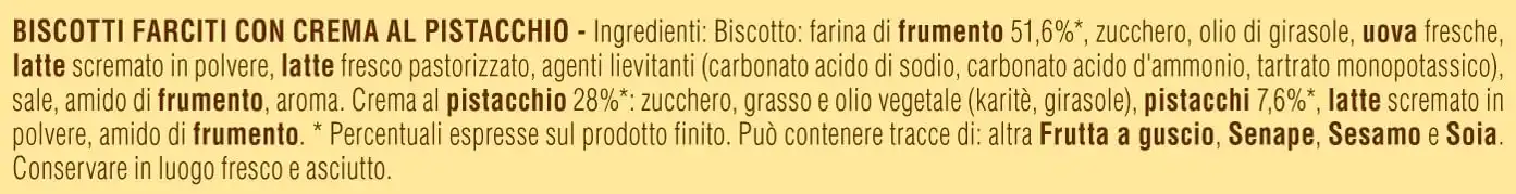 Mulino Bianco Baiocchi Pistacchio 42 Monoporzioni Biscotti Ripieni Merenda Snack