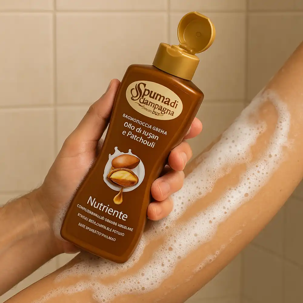 3 Pezzi Spuma di Sciampagna Bagnodoccia Crema Argan 650ml - Idratante Nutriente