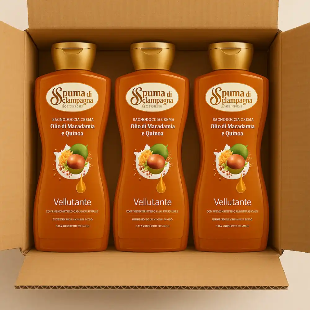 3x Spuma di Sciampagna Bagno Doccia Macadamia 650ml – Pelle Morbida e Profumata