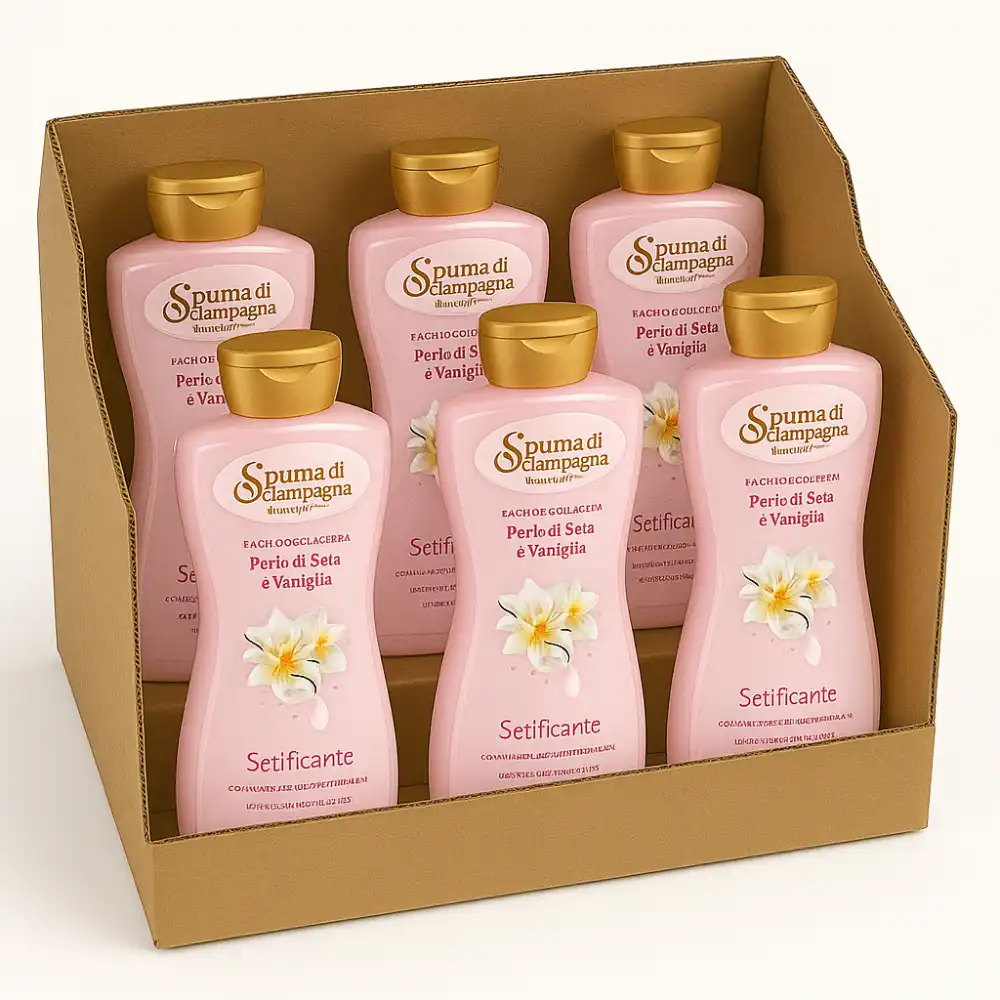 6x Spuma di Sciampagna Bagnoschiuma Perle & Vaniglia 650ml – Idratante Nutriente
