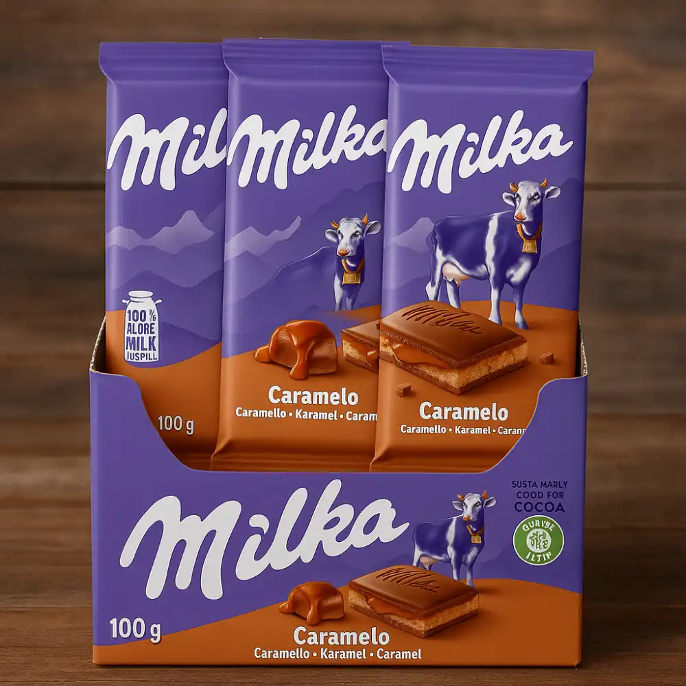 Milka Caramel Cioccolato al Latte con Ripieno al Caramello 3x100g Tavoletta