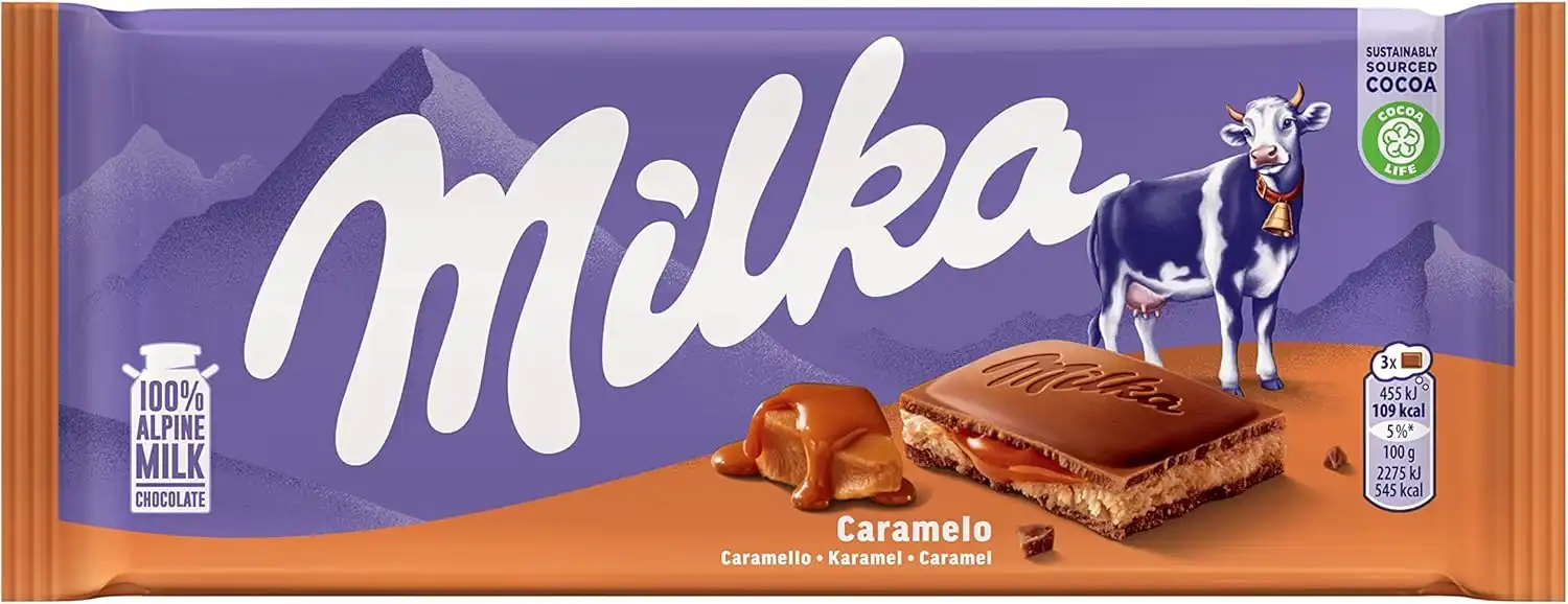 Milka Caramel Cioccolato al Latte con Ripieno al Caramello 3x100g Tavoletta