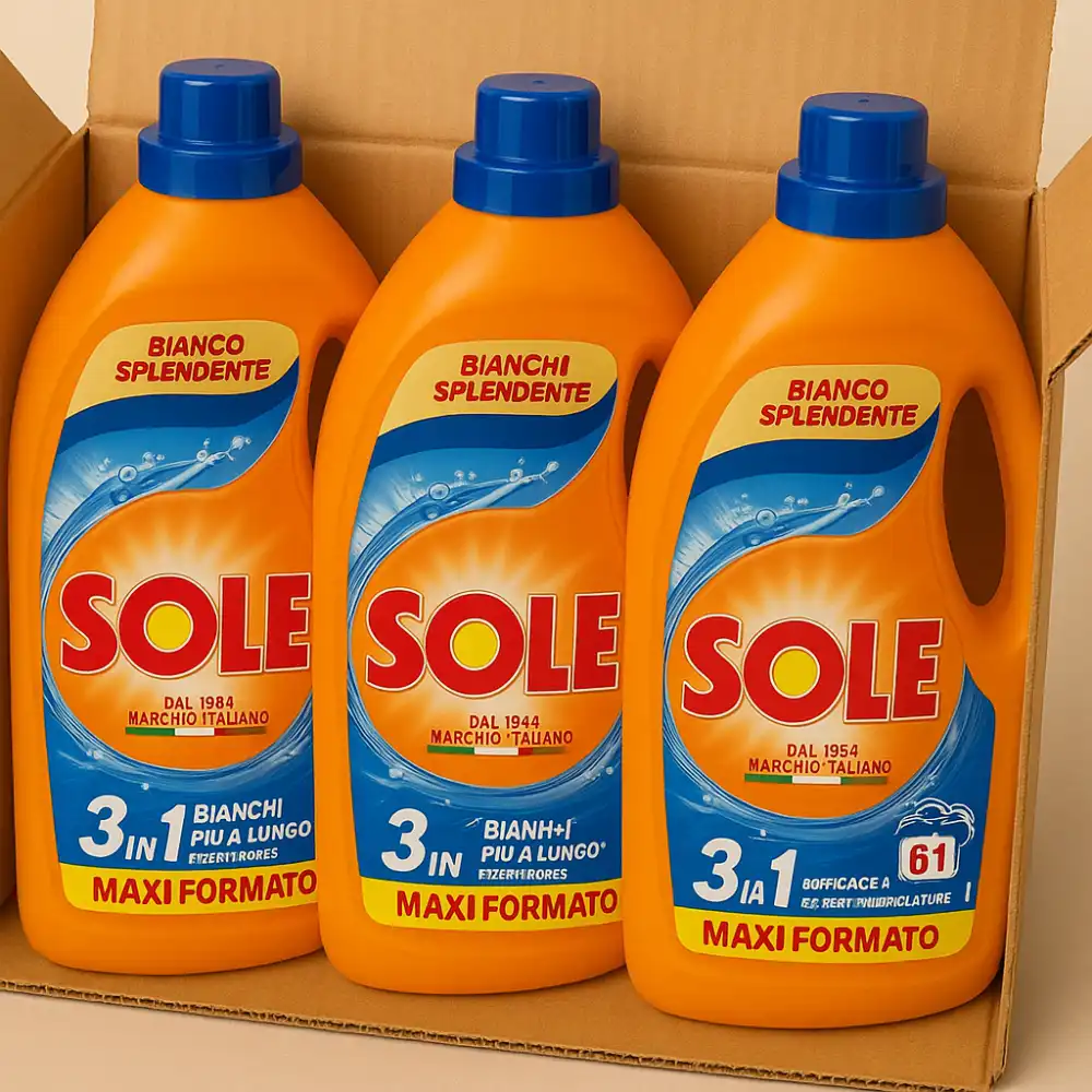 3x Sole Detersivo Lavatrice Bianco Splendente 183 Lavaggi Liquido Igienizzante