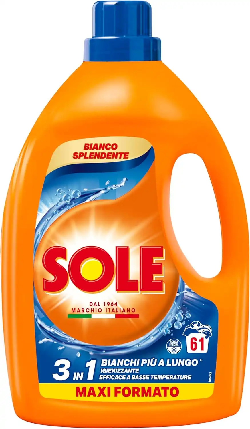 3x Sole Detersivo Lavatrice Bianco Splendente 183 Lavaggi Liquido Igienizzante
