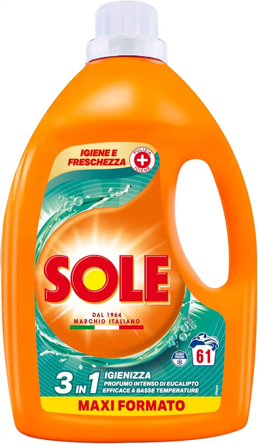 3x Sole Detersivo Lavatrice Igiene e Freschezza 183 Lavaggi Liquido Igienizzante