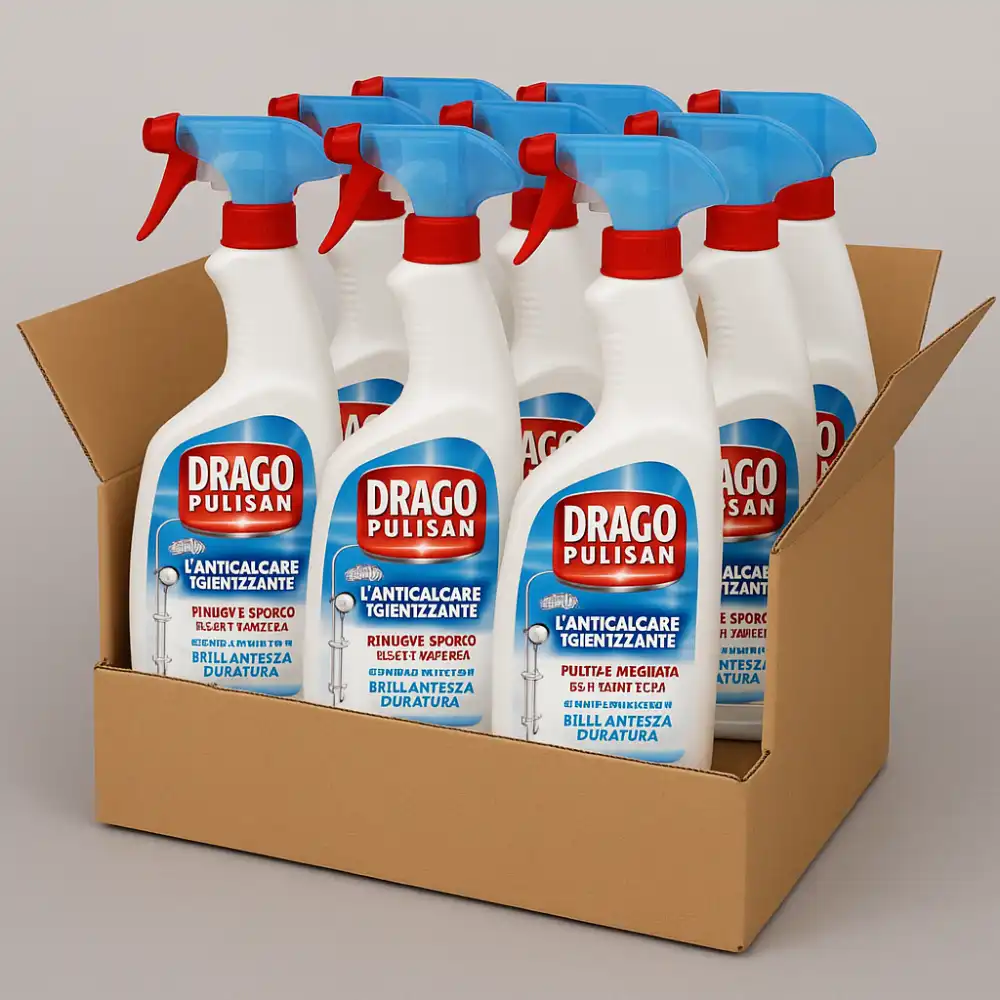 9 X Drago Pulisan Anticalcare Spray 600ml Rimuove Calcare Bagno Cucina