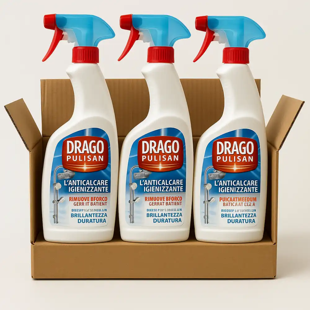 3 X Drago Pulisan Anticalcare Spray 600ml Rimuove Calcare Bagno Cucina