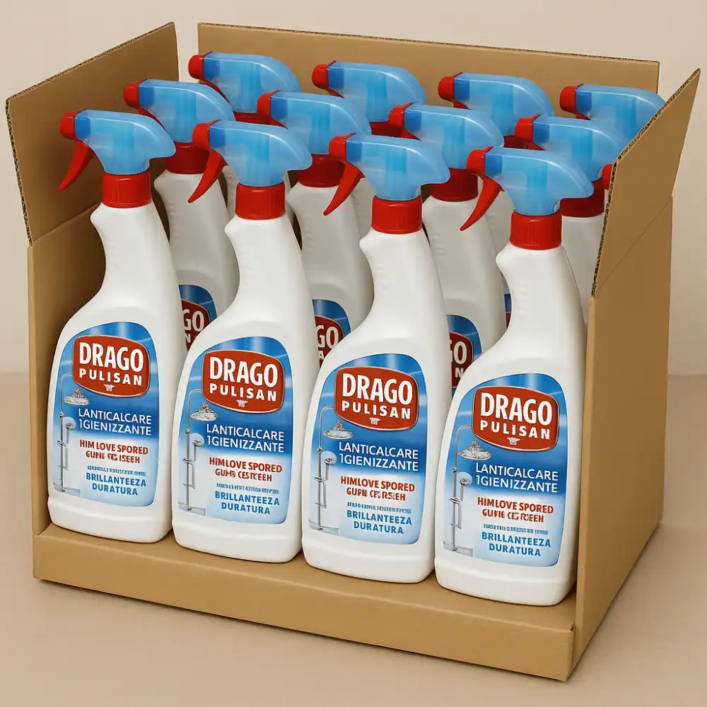12 X Drago Pulisan Anticalcare Spray 600ml Rimuove Calcare Bagno Cucina