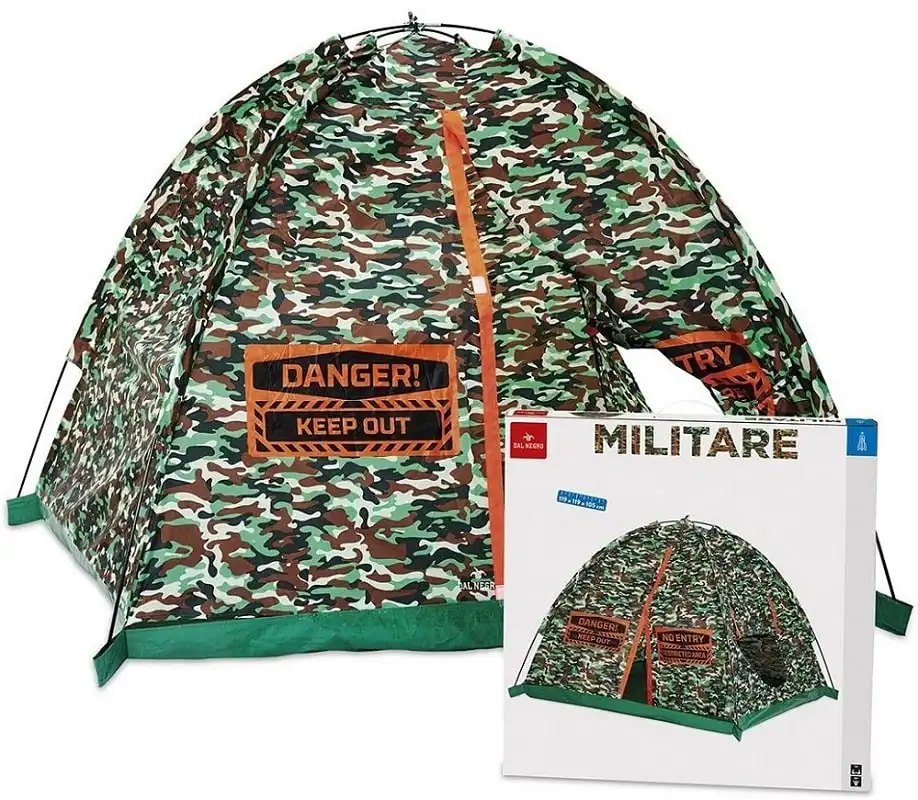 Tenda Militare Verde Tenda Gioco Per Bambini con Finestra Retinata 119xh105 cm