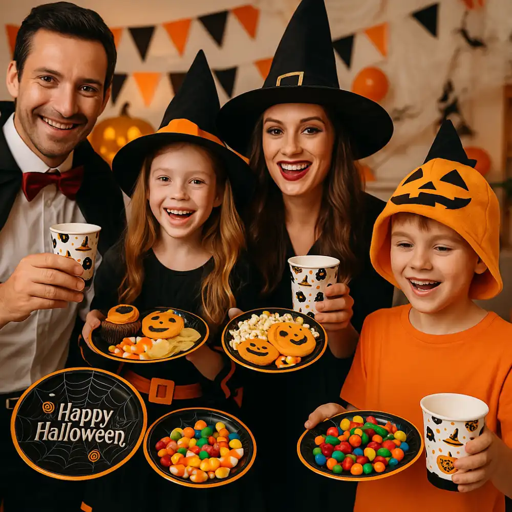 Set Tavola Completo Halloween Party con Tovaglia Piatti Bicchieri e Tovaglioli