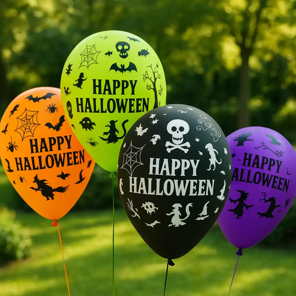 50 Palloncini Halloween in Lattice per Festa Horror Arancio Nero Viola Verde