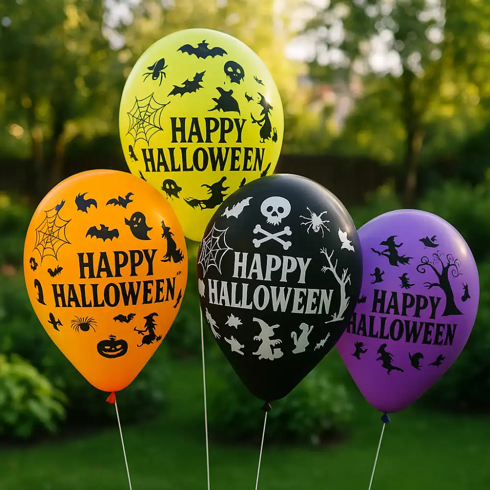 50 Palloncini Halloween in Lattice per Festa Horror Arancio Nero Viola Verde