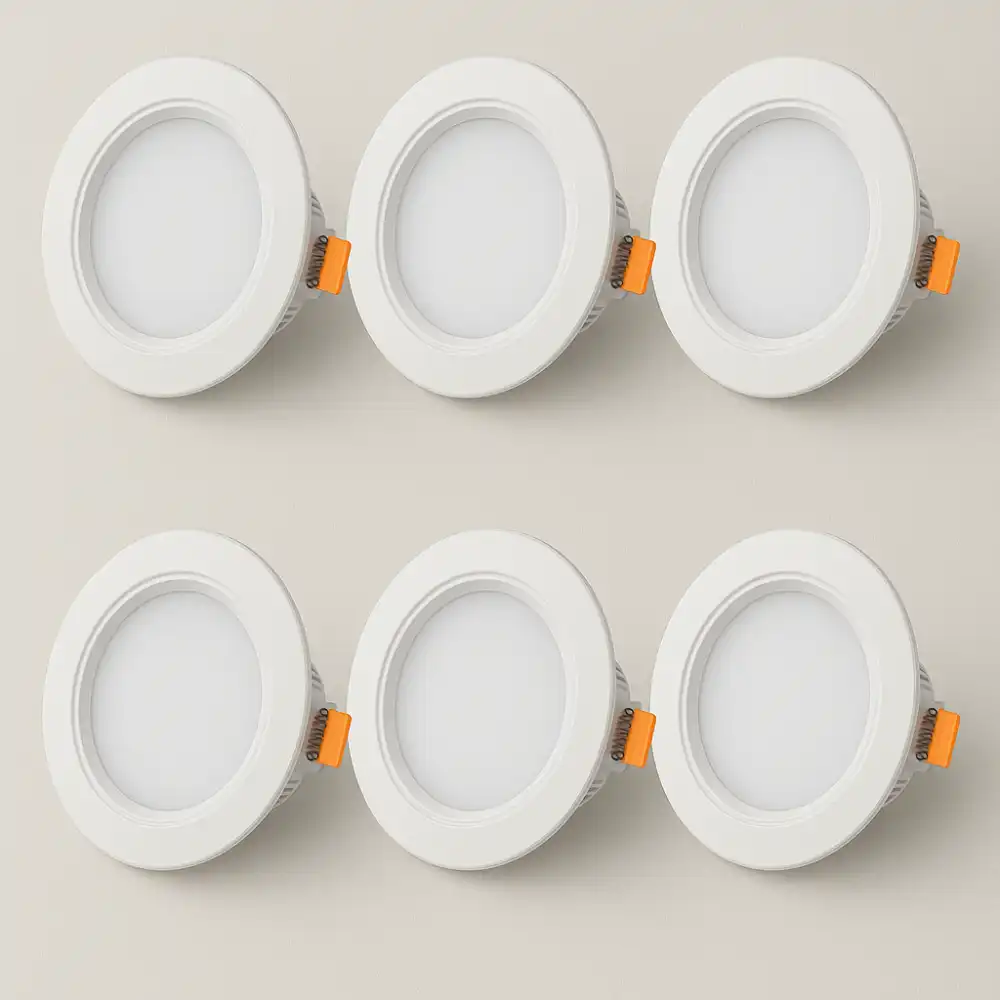 6x Faretti LED Incasso 6W 500LM Ø75mm IP20 Selezionabili in 3 Tonalità Di Luci