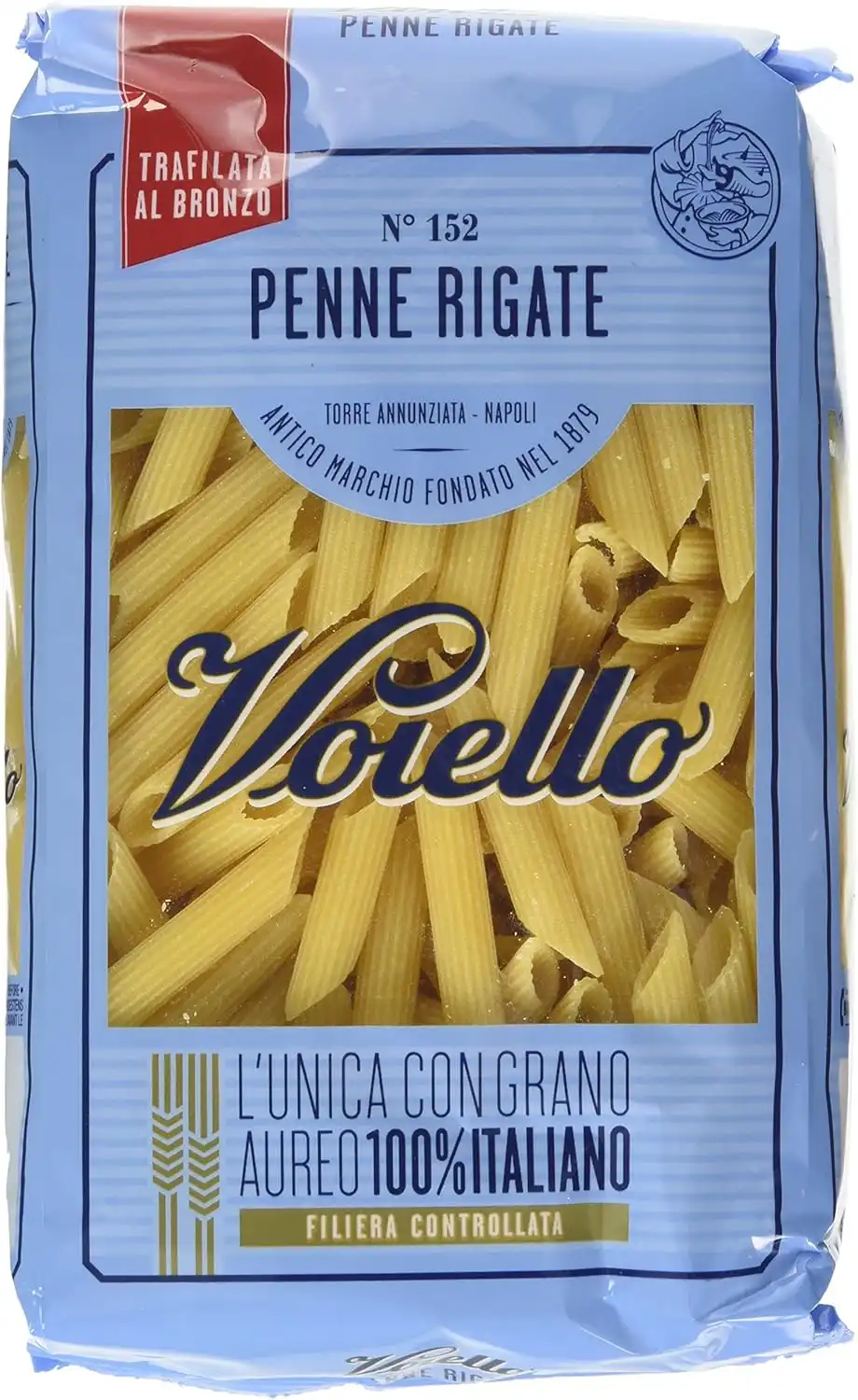 18x Voiello Penne Rigate 500g Pasta Trafilata al Bronzo con Grano Aureo Italiano