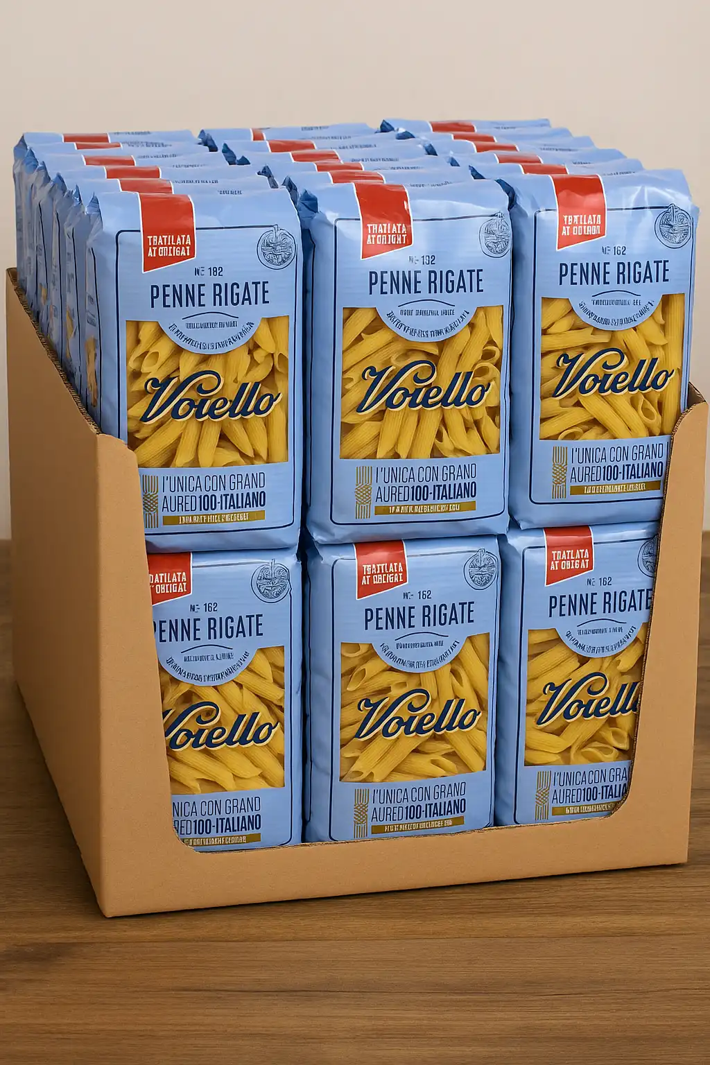 18x Voiello Penne Rigate 500g Pasta Trafilata al Bronzo con Grano Aureo Italiano