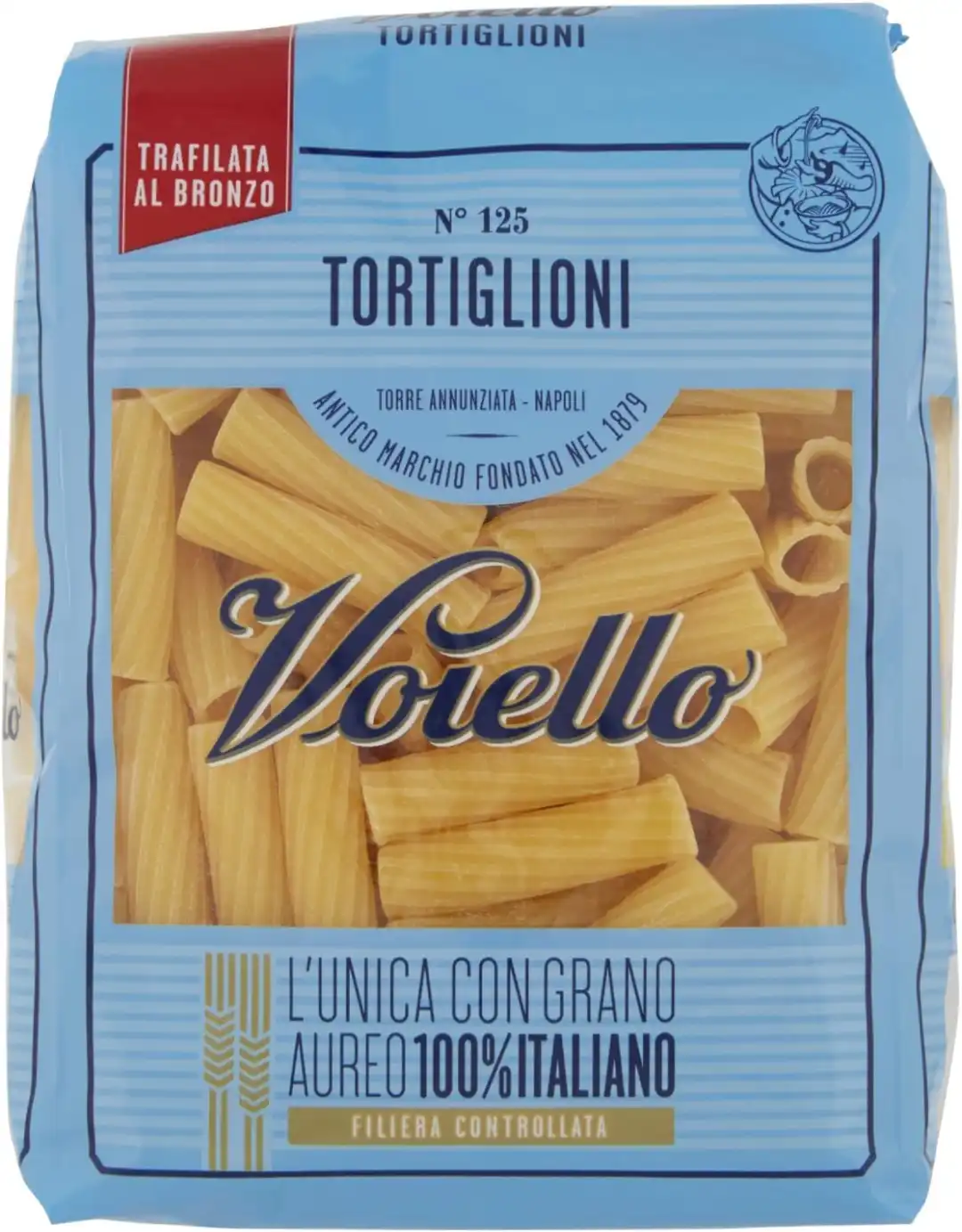 8x Voiello Tortiglioni 500g – Pasta Trafilata al Bronzo con Grano Aureo Italiano