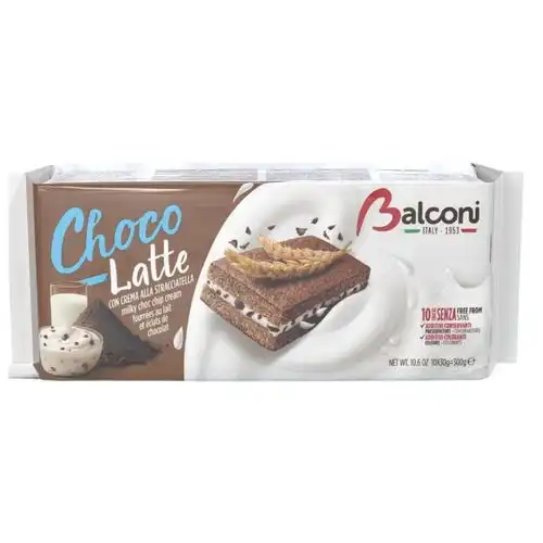 6x Balconi Choco Latte 300g – Merendine con Crema Stracciatella 10 Pezzi