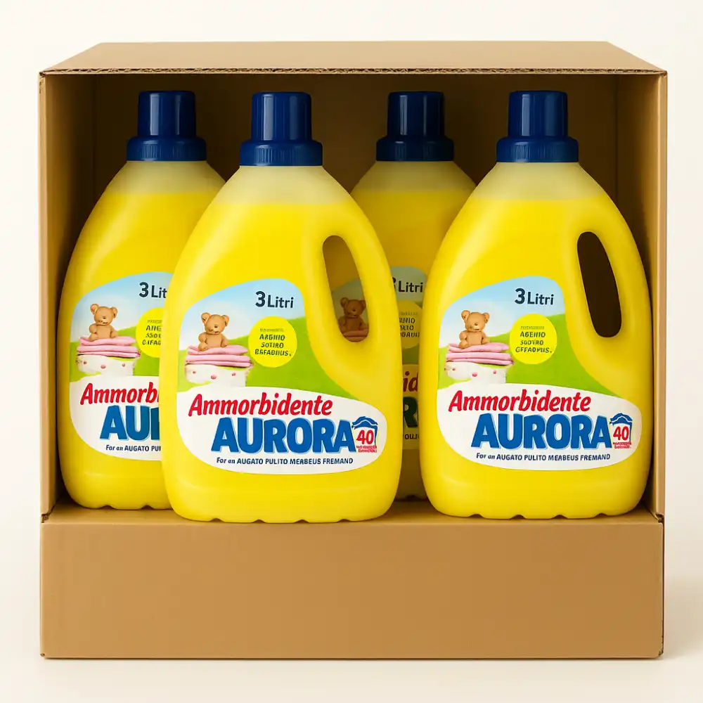 Ammorbidente Aurora 3L x4 (12L Tot) – 40 Lavaggi, Bucato Morbido e Profumato