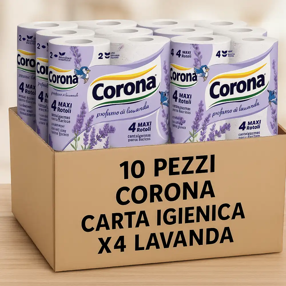 10 Confezioni Carta Igienica Corona 4 Maxi Rotoli Lavanda Profumata