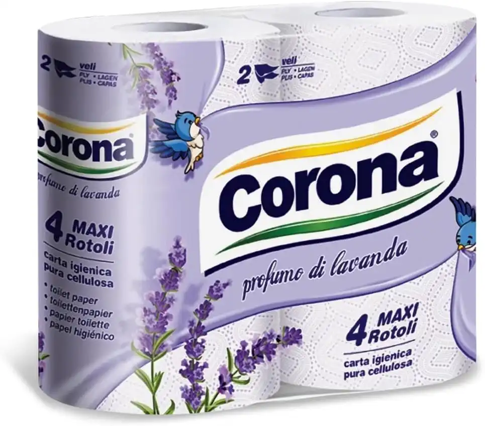 10 Confezioni Carta Igienica Corona 4 Maxi Rotoli Lavanda Profumata