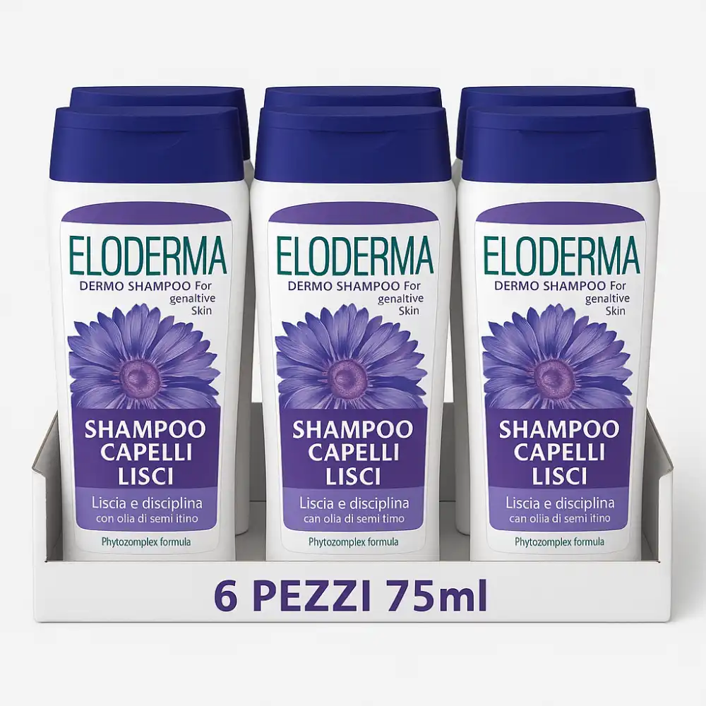 6x Eloderma Shampoo Capelli Lisci 75ml Minisize Travel Size Disciplin Lucentezza