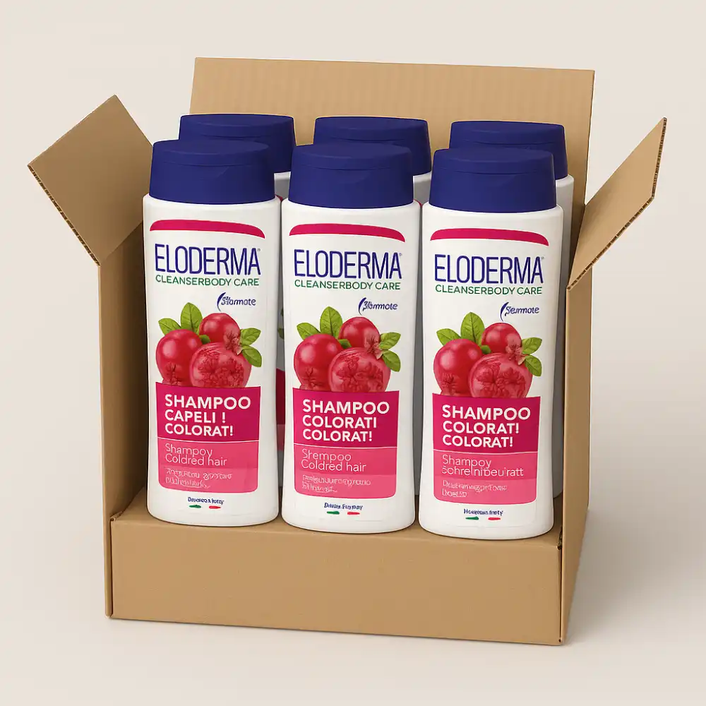 6x Eloderma Shampoo Capelli Colorati 75ml Minisize Travel Size Protezione Colore