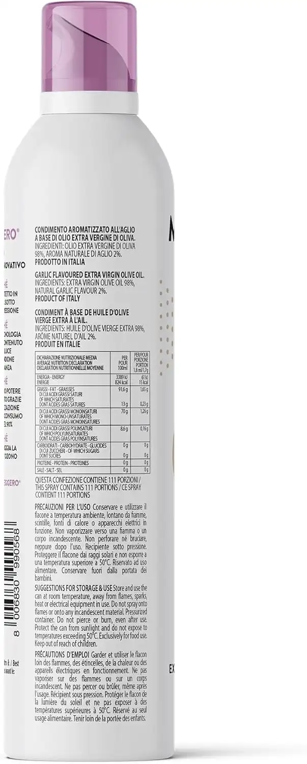 Olio Spray all’Aglio 200ml Extra Vergine di Oliva 100% Naturale Made in Italy